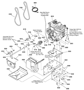Engine And Frame Group Diagram and Parts List for 1695697 2009 Briggs and Stratton Snow Blower